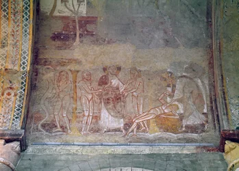 Die Erschaffung der Frau und Eva und die Schlange, Detail aus dem Gewölbe des Kirchenschiffs, ca. 1100